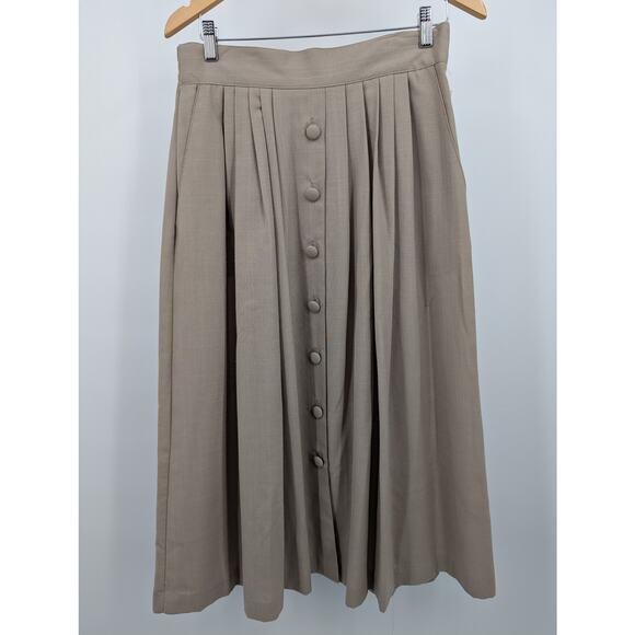 NEW Vintage Beige Jara Front Button Elastic Waist Skirt Size 16 Made in USA NWT - Picture 1 of 5